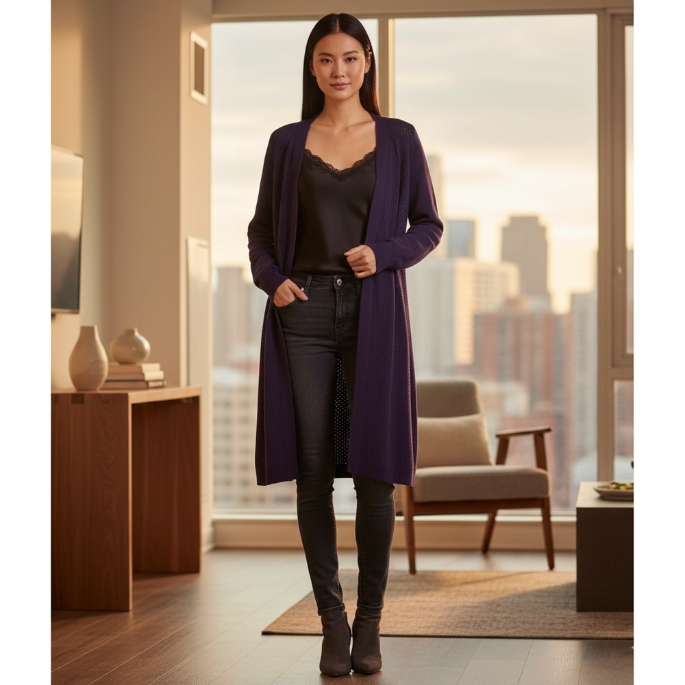 Christopher & Banks Blue Open Cardigan